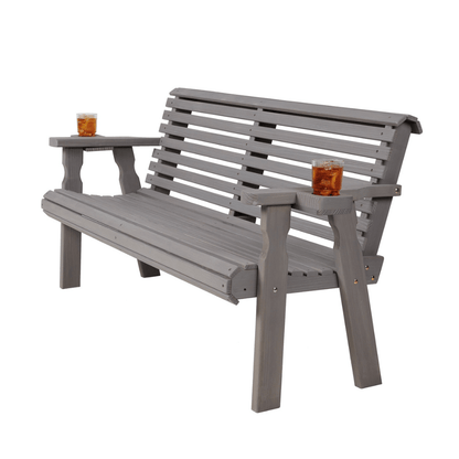 Amish Casual Heavy Duty Roll Back 5 Foot Treated Wood Outdoor Bench