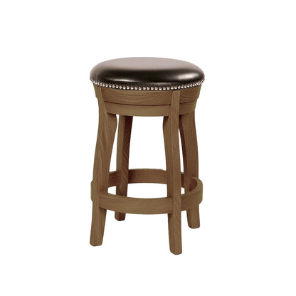Hoosier Timbercraft Clark Swivel Leather Bar Stool