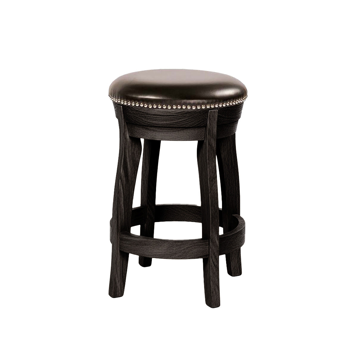 Hoosier Timbercraft Clark Swivel Leather Bar Stool
