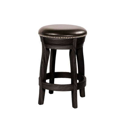 Hoosier Timbercraft Clark Swivel Leather Bar Stool