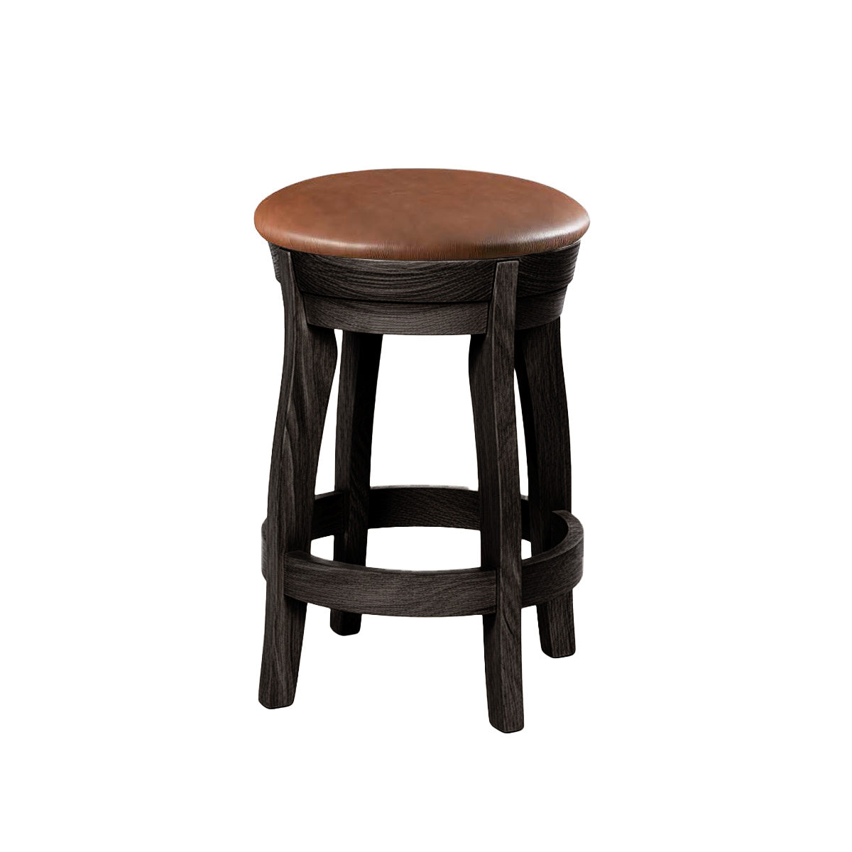 Hoosier Timbercraft Clark Swivel Leather Bar Stool