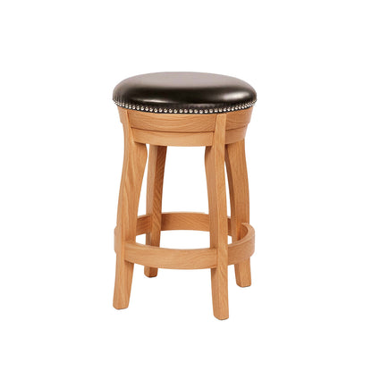 Hoosier Timbercraft Clark Swivel Leather Bar Stool