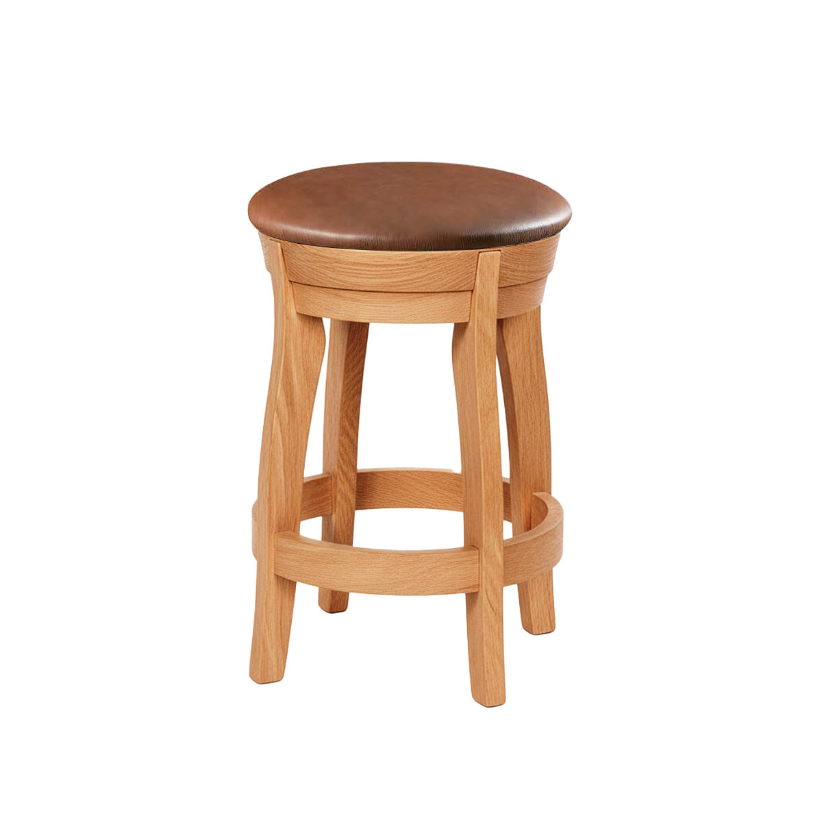 Hoosier Timbercraft Clark Swivel Leather Bar Stool