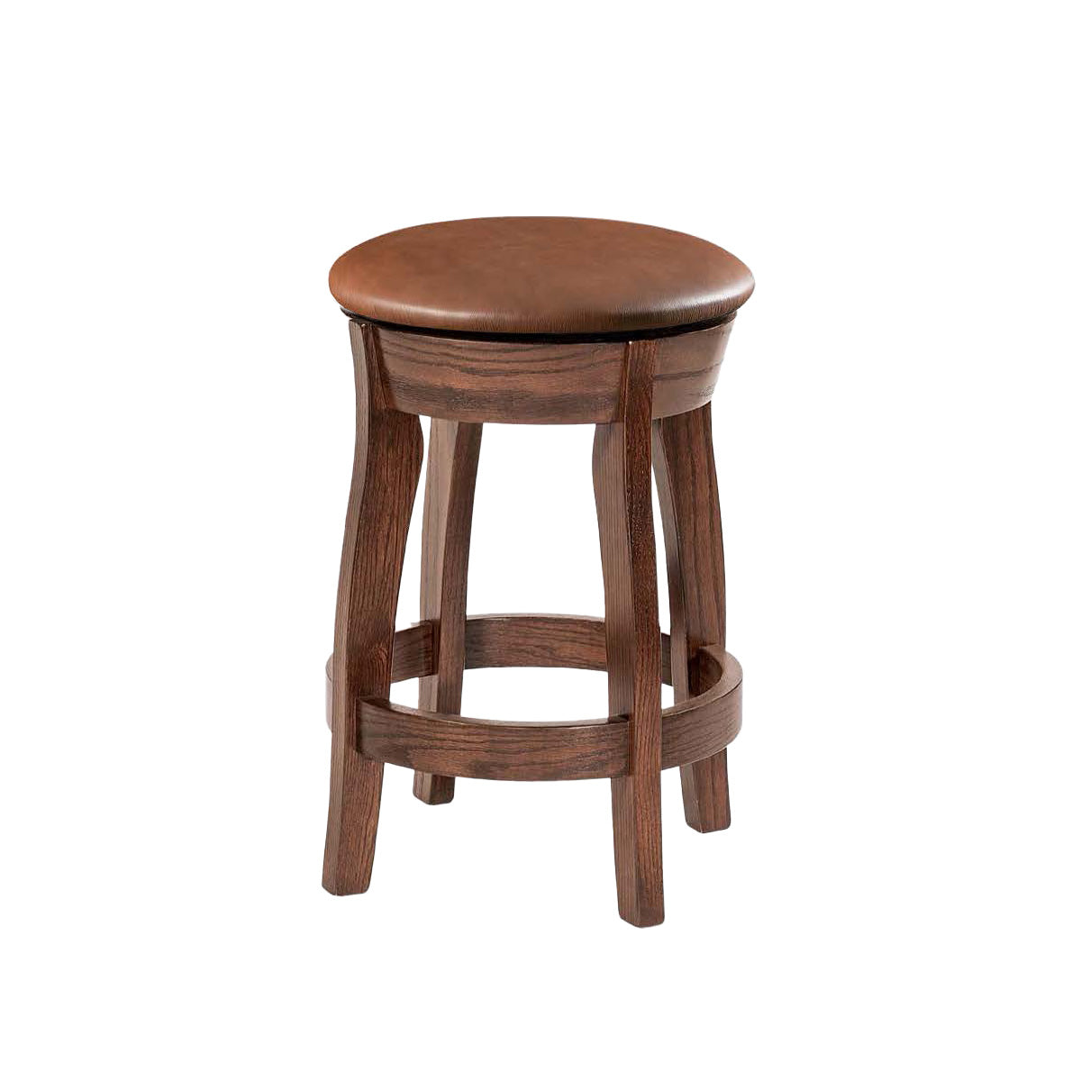 Hoosier Timbercraft Clark Swivel Leather Bar Stool
