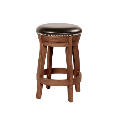 Hoosier Timbercraft Clark Swivel Leather Bar Stool