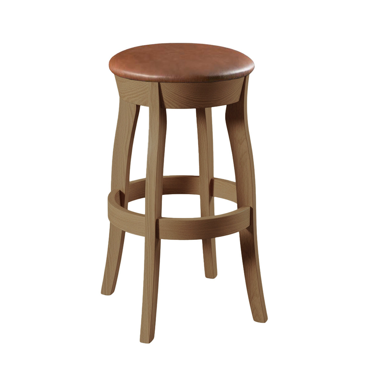 Hoosier Timbercraft Clark Swivel Leather Bar Stool