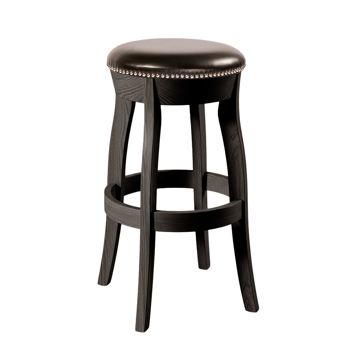 Hoosier Timbercraft Clark Swivel Leather Bar Stool