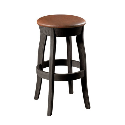 Hoosier Timbercraft Clark Swivel Leather Bar Stool