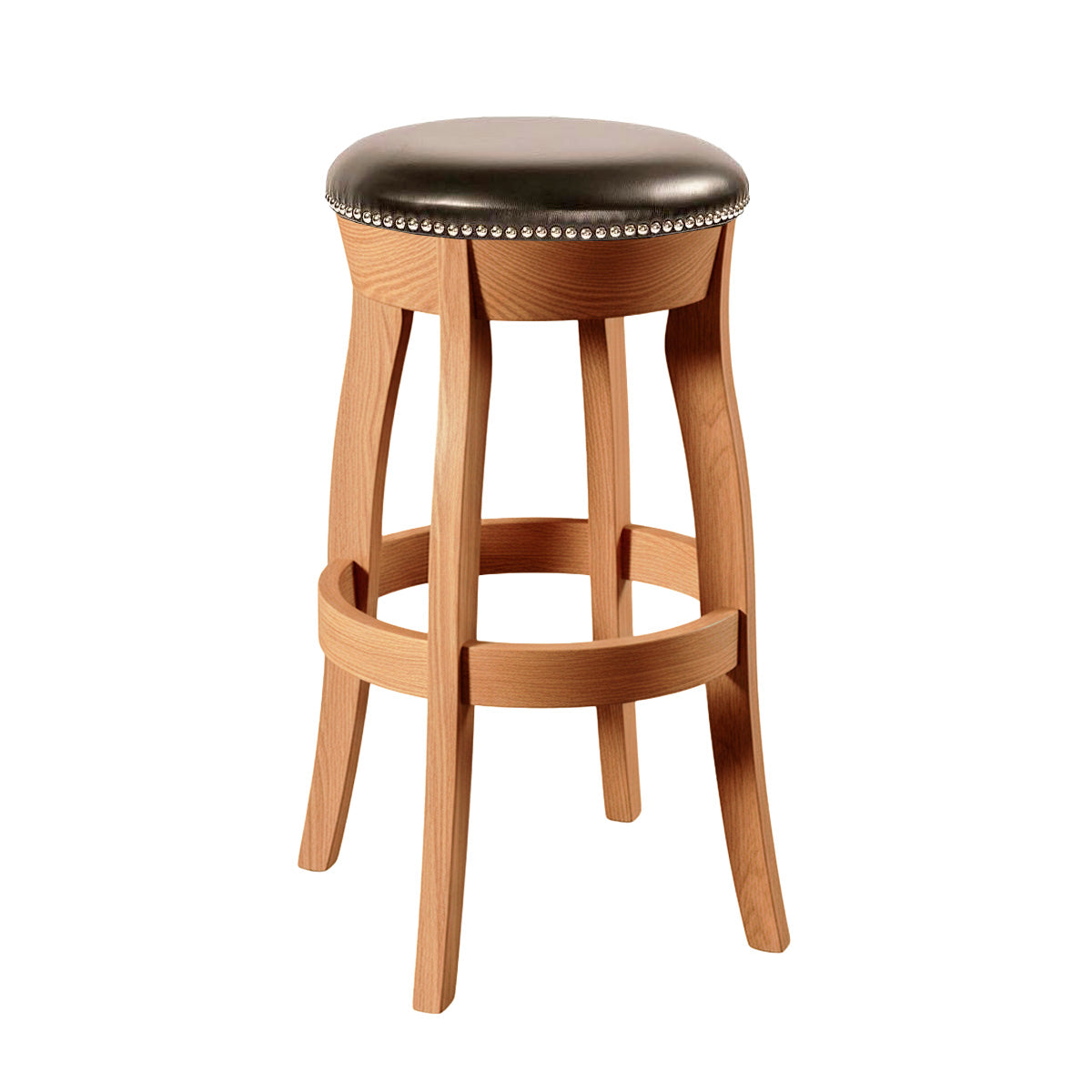 Hoosier Timbercraft Clark Swivel Leather Bar Stool