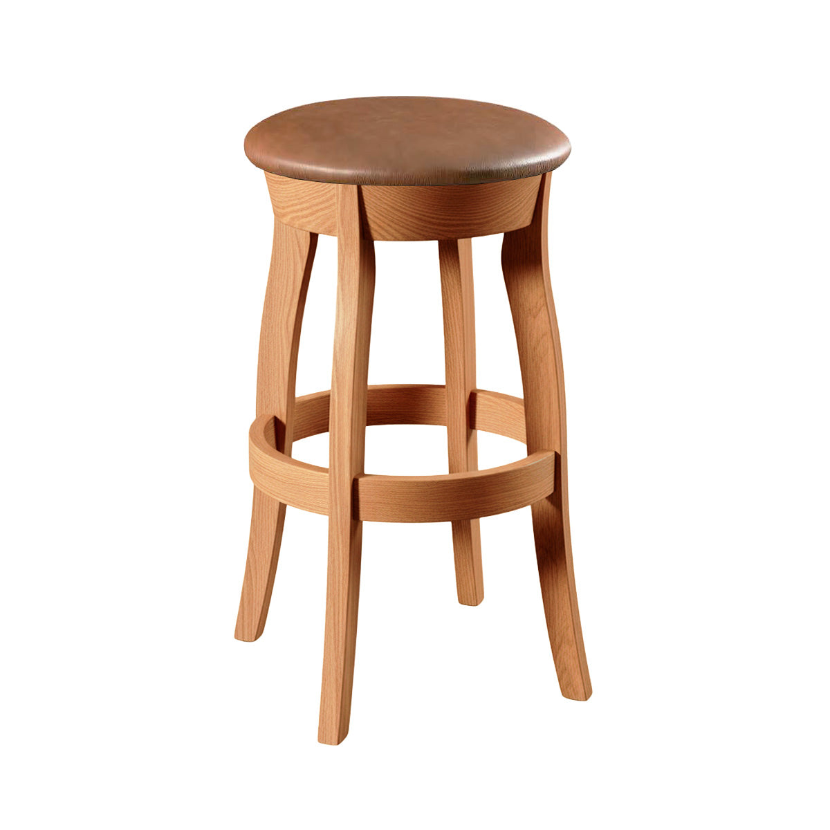 Hoosier Timbercraft Clark Swivel Leather Bar Stool