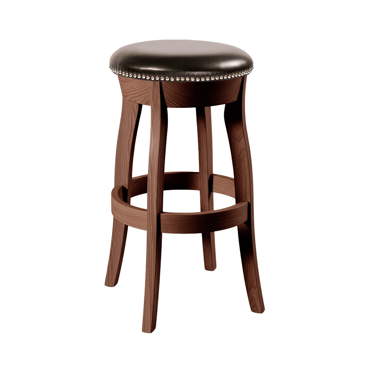 Hoosier Timbercraft Clark Swivel Leather Bar Stool