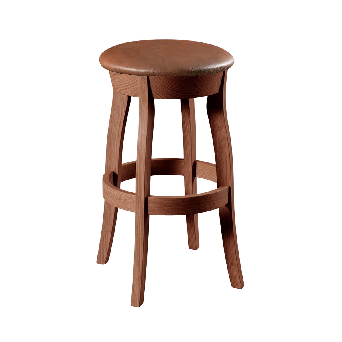 Hoosier Timbercraft Clark Swivel Leather Bar Stool
