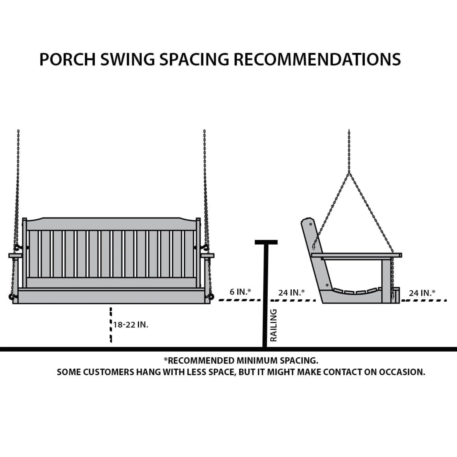 LuxCraft Classic Highback 4-Foot Poly Composite Porch Swing