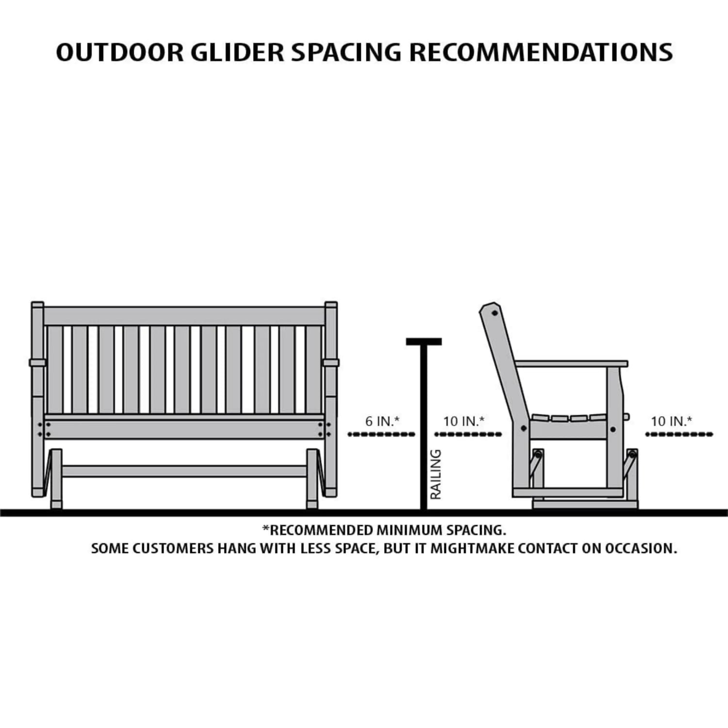 LuxCraft Classic Highback Console 5-Foot Poly Composite Patio Glider