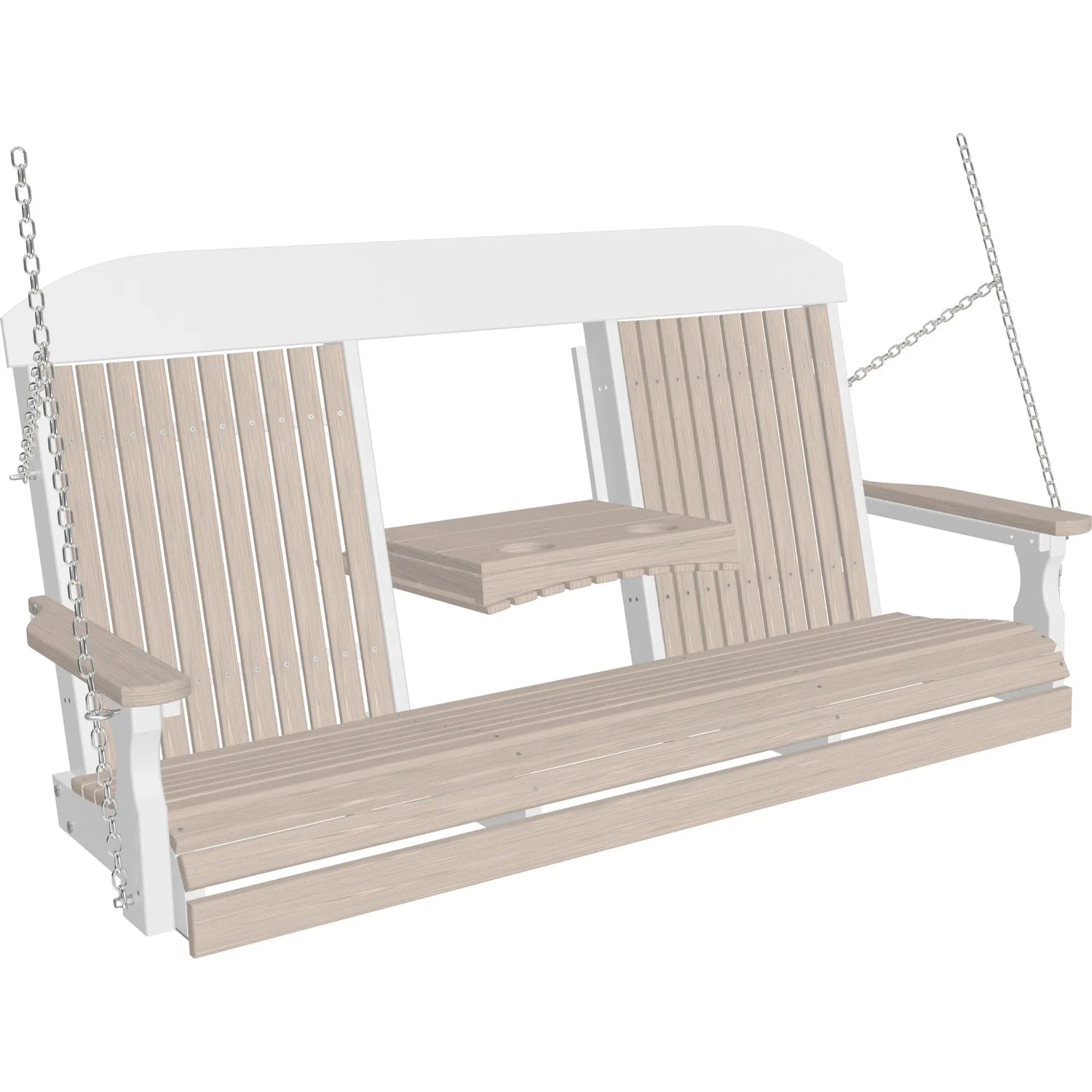 LuxCraft Classic Highback Console 5-Foot Poly Composite Porch Swing