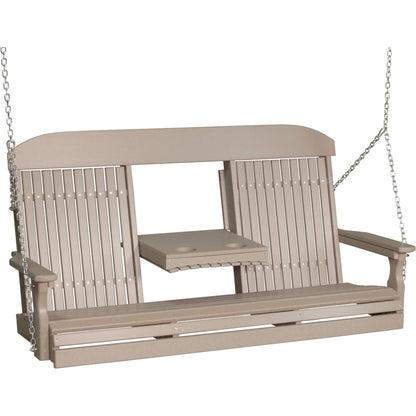 LuxCraft Classic Highback Console 5-Foot Poly Composite Porch Swing