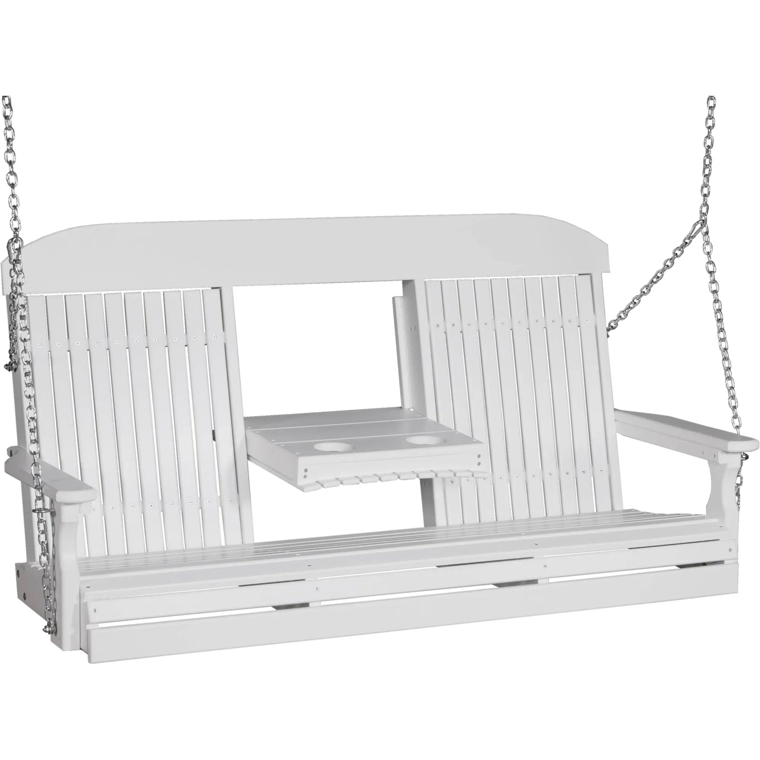 LuxCraft Classic Highback Console 5-Foot Poly Composite Porch Swing