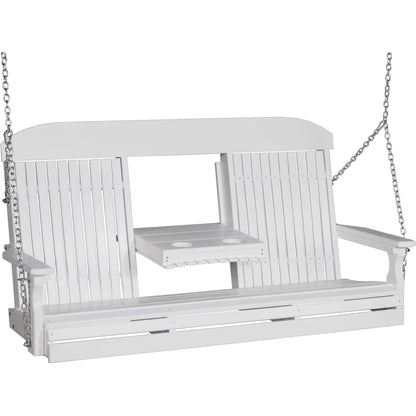 LuxCraft Classic Highback Console 5-Foot Poly Composite Porch Swing