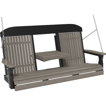 LuxCraft Classic Highback Console 5-Foot Poly Composite Porch Swing