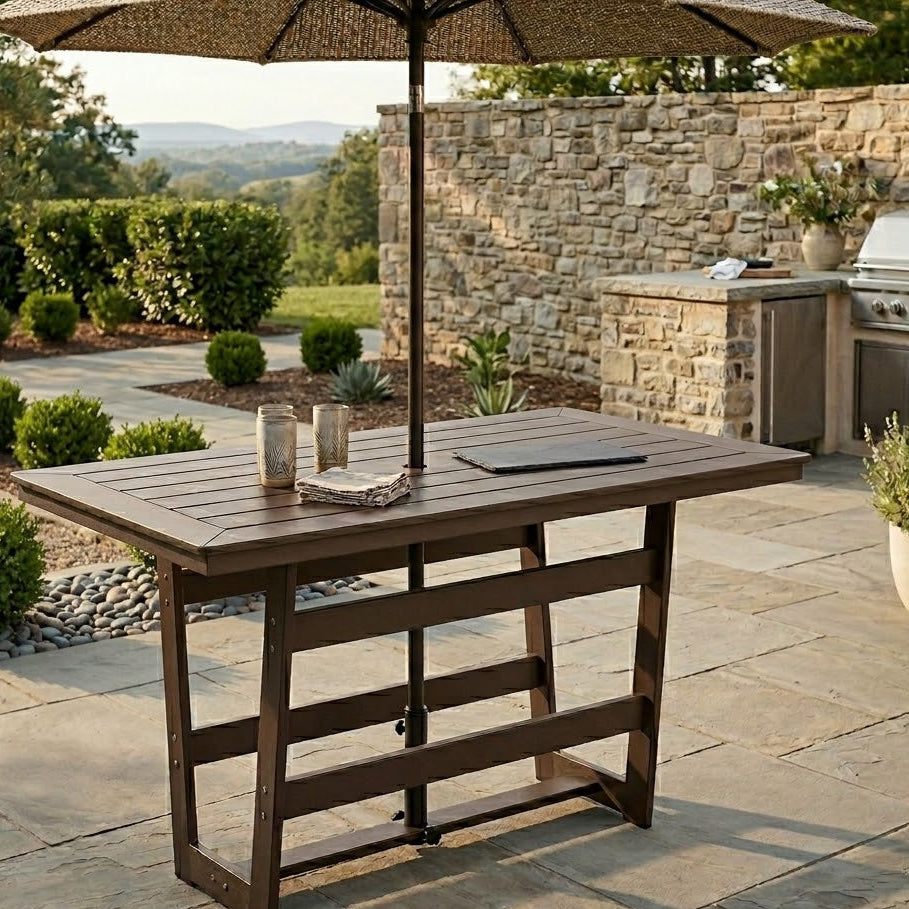 Berlin Gardens Hudson 70″ Outdoor Poly Lumber Rectangular Bar Table
