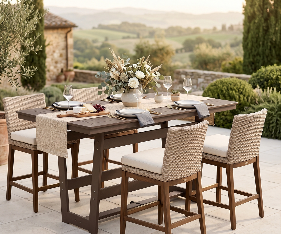 Berlin Gardens Hudson 70″ Outdoor Poly Lumber Rectangular Counter Height Table
