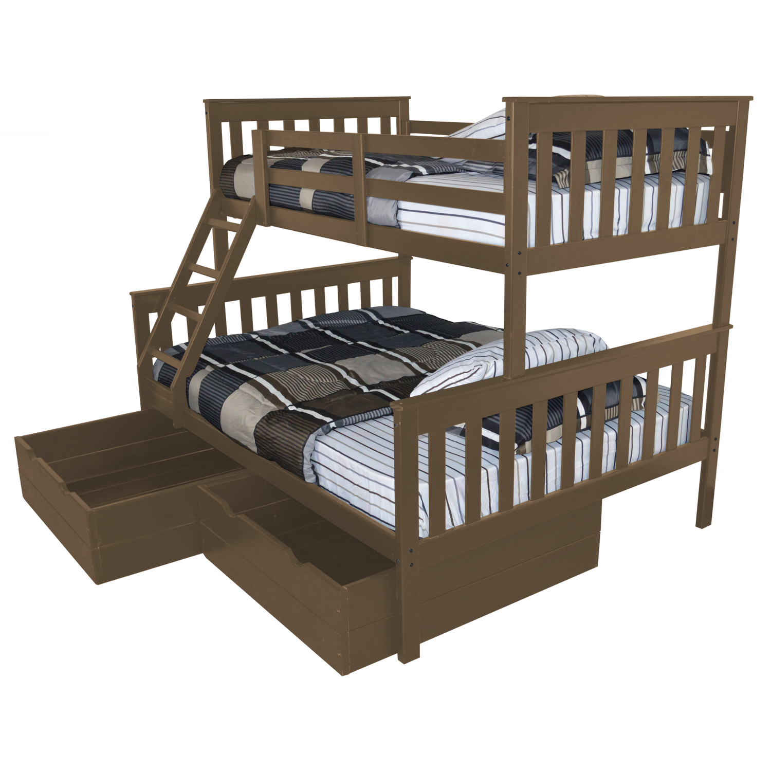 Versaloft Mission Amish Made Twin-Over-Full Bunk Bed Frame with 2-Piece Drawers