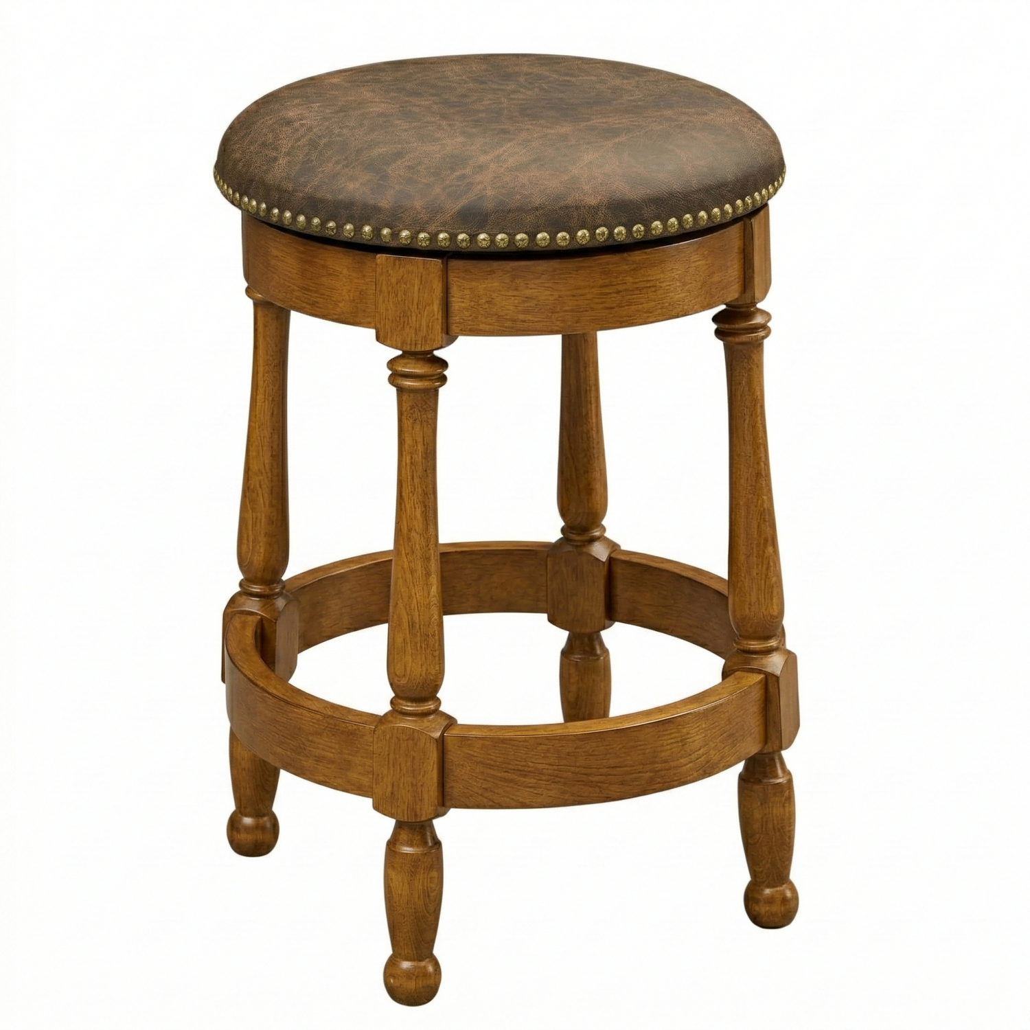 Hoosier Timbercraft Perry Maple Swivel Backless Barstool