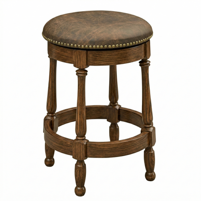 Hoosier Timbercraft Perry Maple Swivel Backless Barstool