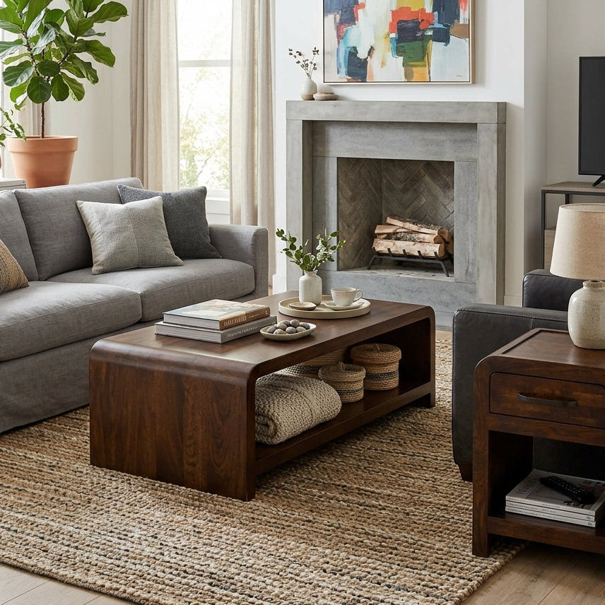Hoosier Timbercraft Crestview Brown Maple Coffee Table in Asbury Stain
