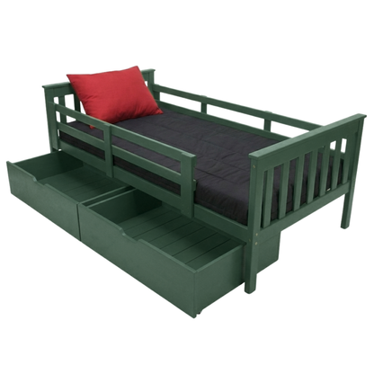 Versaloft Mission Amish Made Kids Bed Frame with Guardrails and 2-Piece Drawers