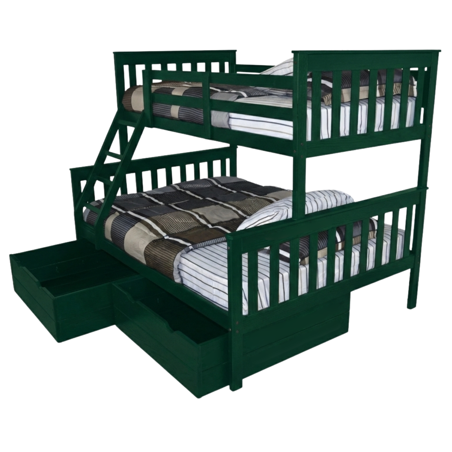 Versaloft Mission Amish Made Twin-Over-Full Bunk Bed Frame with 2-Piece Drawers
