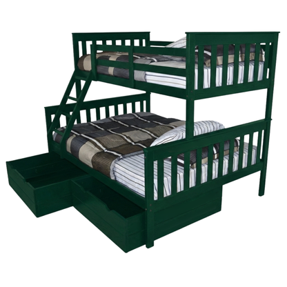 Versaloft Mission Amish Made Twin-Over-Full Bunk Bed Frame with 2-Piece Drawers