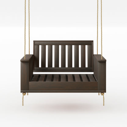 Amish Casual Rockford Daybed Swing Package with Included Cushions, Lounge, Dark Walnut Stain with Clearcoat