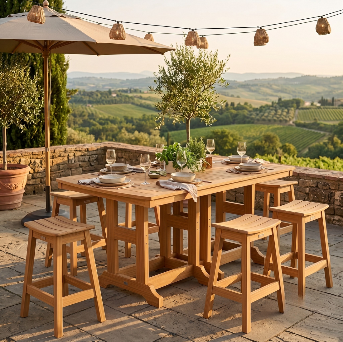 Berlin Gardens 6-Person Rectangular Counter Height Poly Dining Set