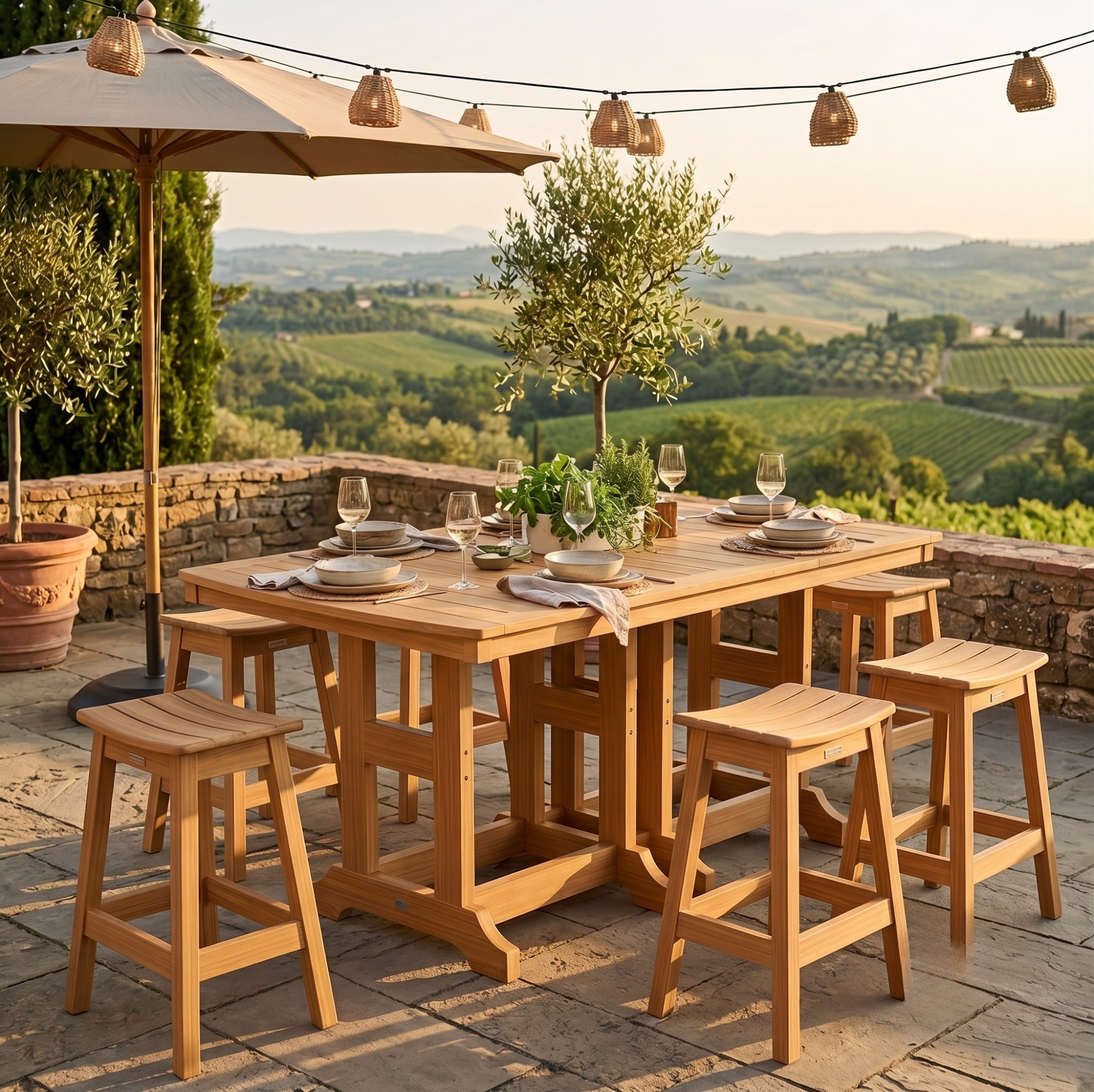 Berlin Gardens 6-Person Rectangular Counter Height Poly Dining Set