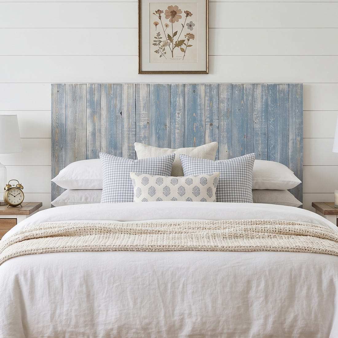 Keystone Amish Co. Distressed Blue Solid Wood Headboard
