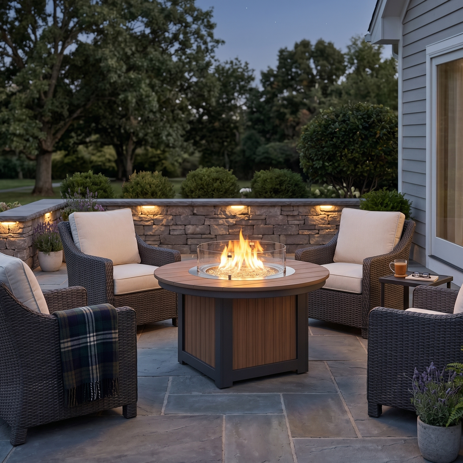 Berlin Gardens Donoma Round Poly Lumber Fire Pit Table