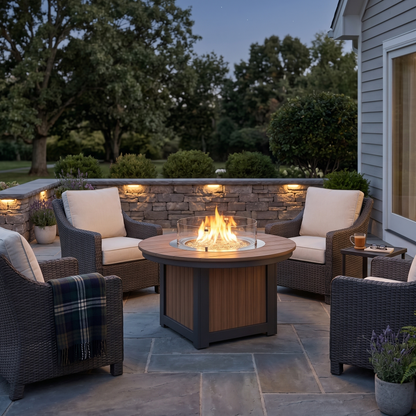 Berlin Gardens Donoma Round Poly Lumber Fire Pit Table