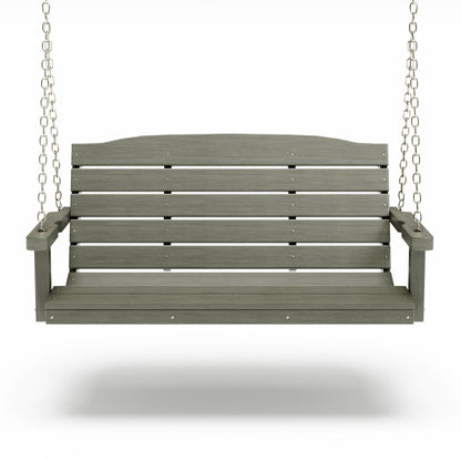 SimplyPoly 4 Foot Amish Made Classic Recycled Plastic Porch Swing, Dark Grey