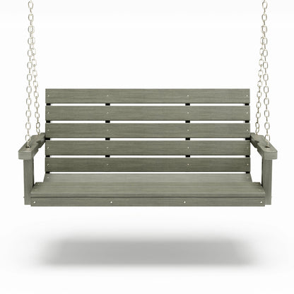 SimplyPoly 5 Foot Amish Made Signature Recycled Plastic Porch Swing, Birchwood Wood Grain