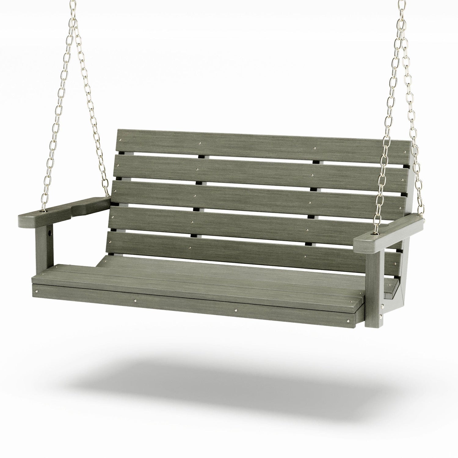 SimplyPoly 4 Foot Amish Made Signature Recycled Plastic Porch Swing, Weathered Wood