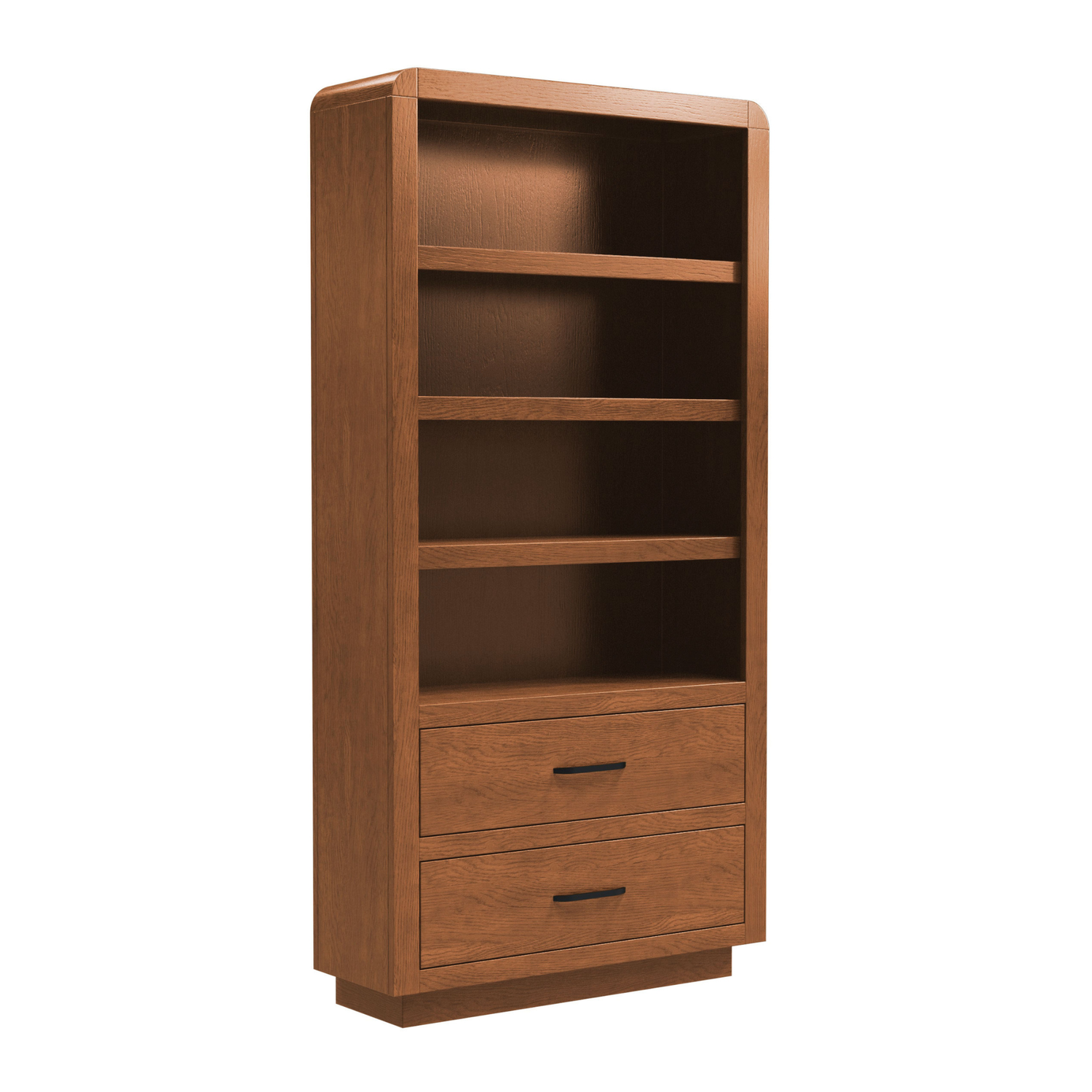 High Bank Woodworks Higley White Oak 2-Drawer Bookcase with 3 Adjustable Shelves