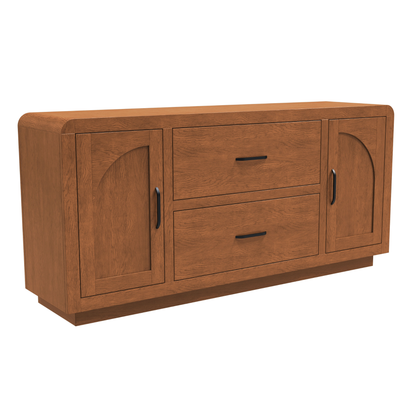 High Bank Woodworks Higley White Oak 2-Door Office Credenza with 2 File Drawers