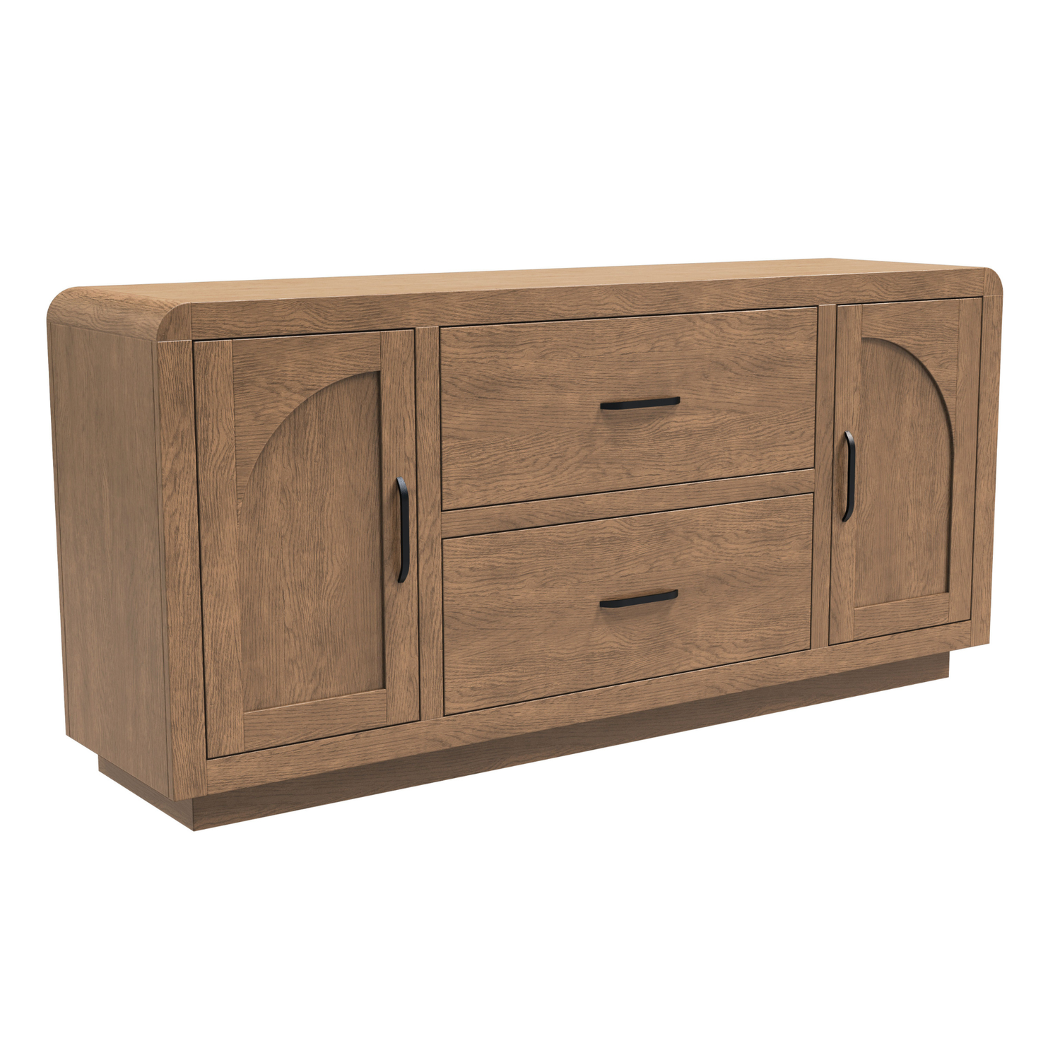 High Bank Woodworks Higley White Oak 2-Door Office Credenza with 2 File Drawers