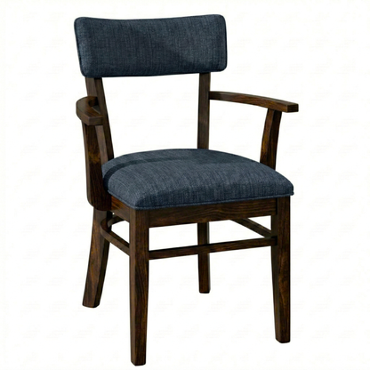 Hoosier Timbercraft Miller Upholstered Arm Maple Dining Chair