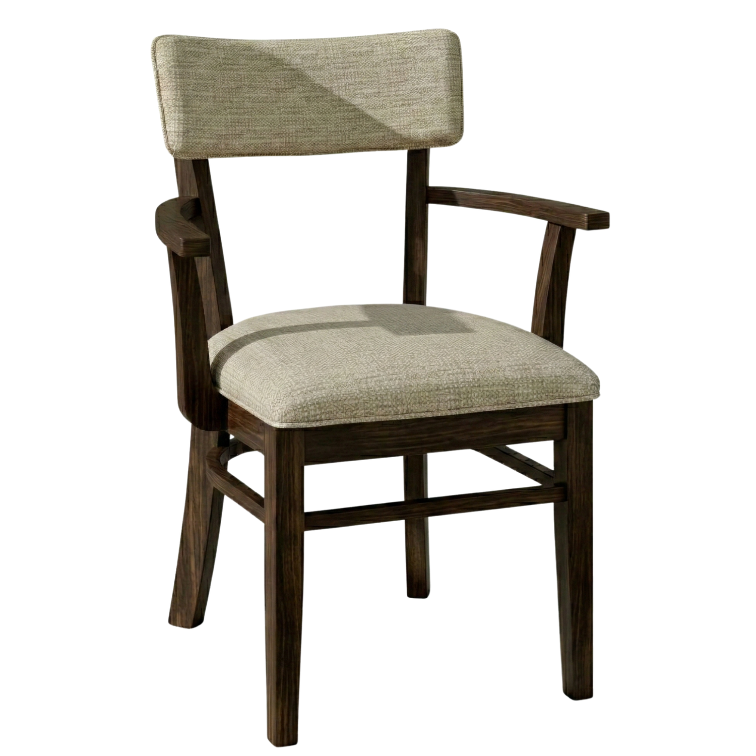 Hoosier Timbercraft Miller Upholstered Arm Maple Dining Chair