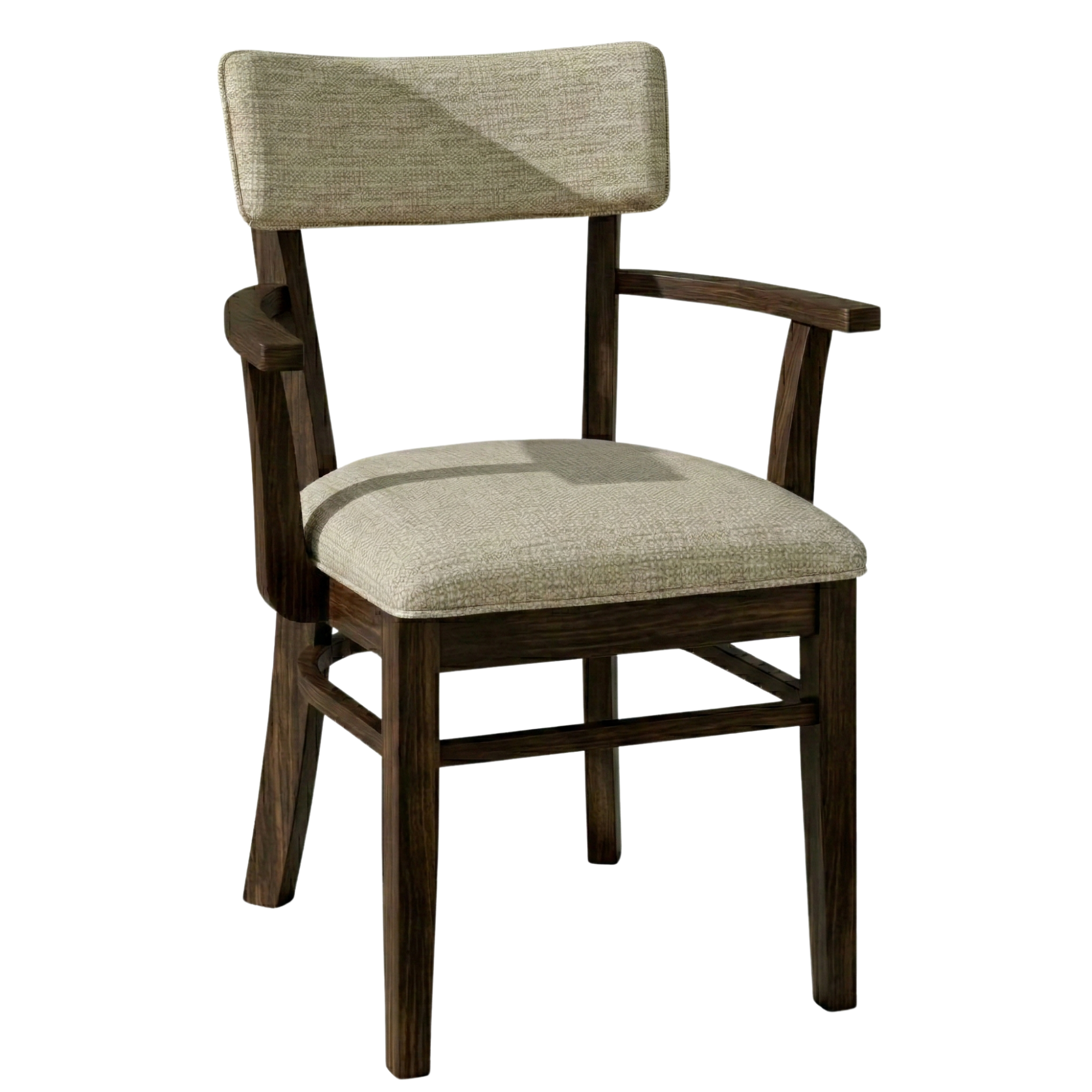 Hoosier Timbercraft Miller Upholstered Arm Maple Dining Chair