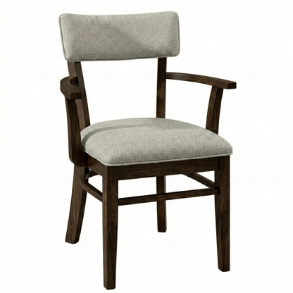 Hoosier Timbercraft Miller Upholstered Arm Maple Dining Chair