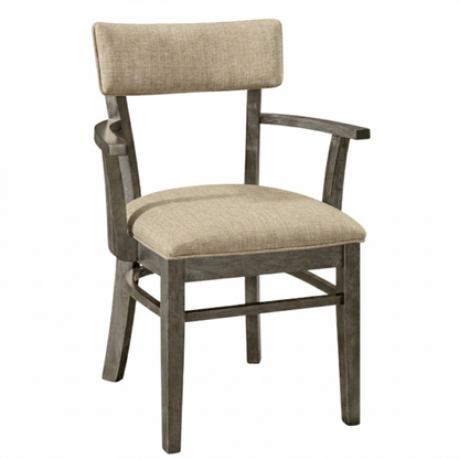 Hoosier Timbercraft Miller Upholstered Arm Maple Dining Chair