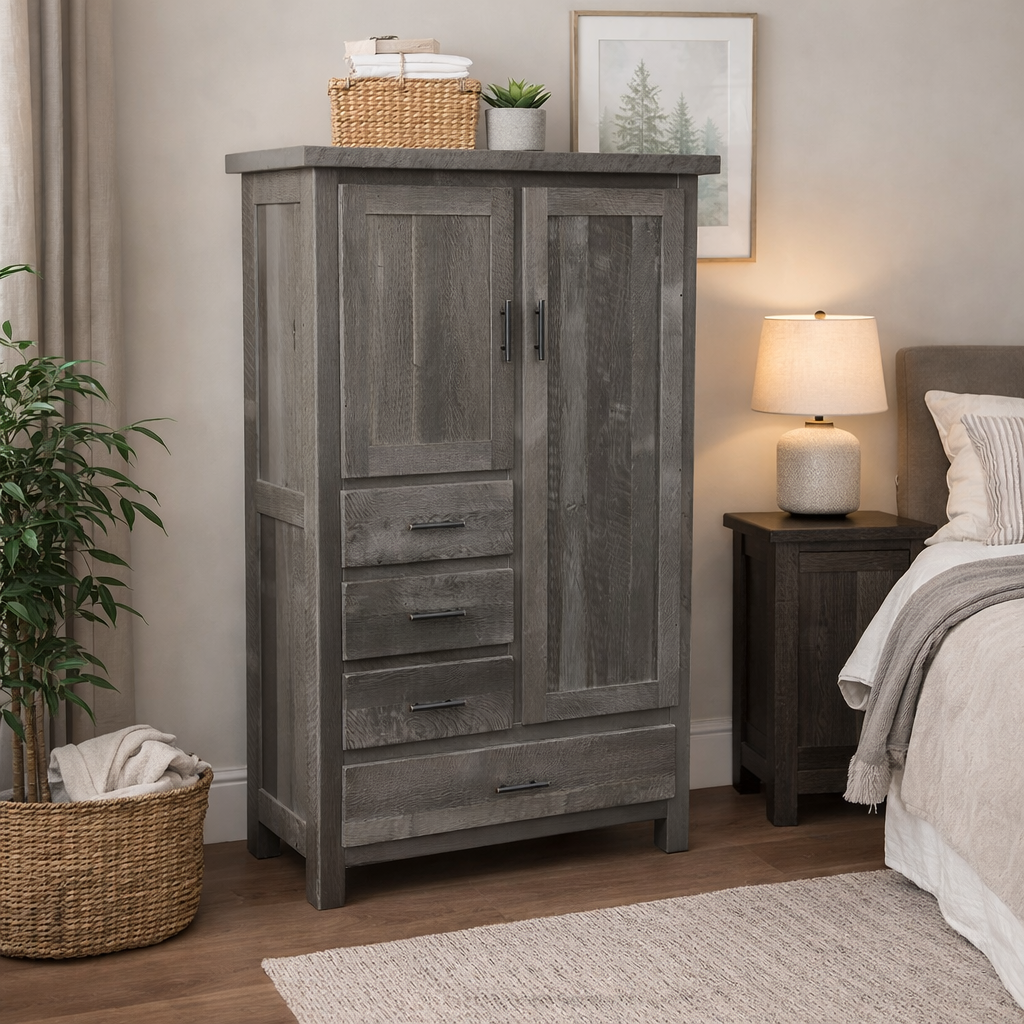 Legacy Estate Rowan Barnwood 4-Drawer Armoire